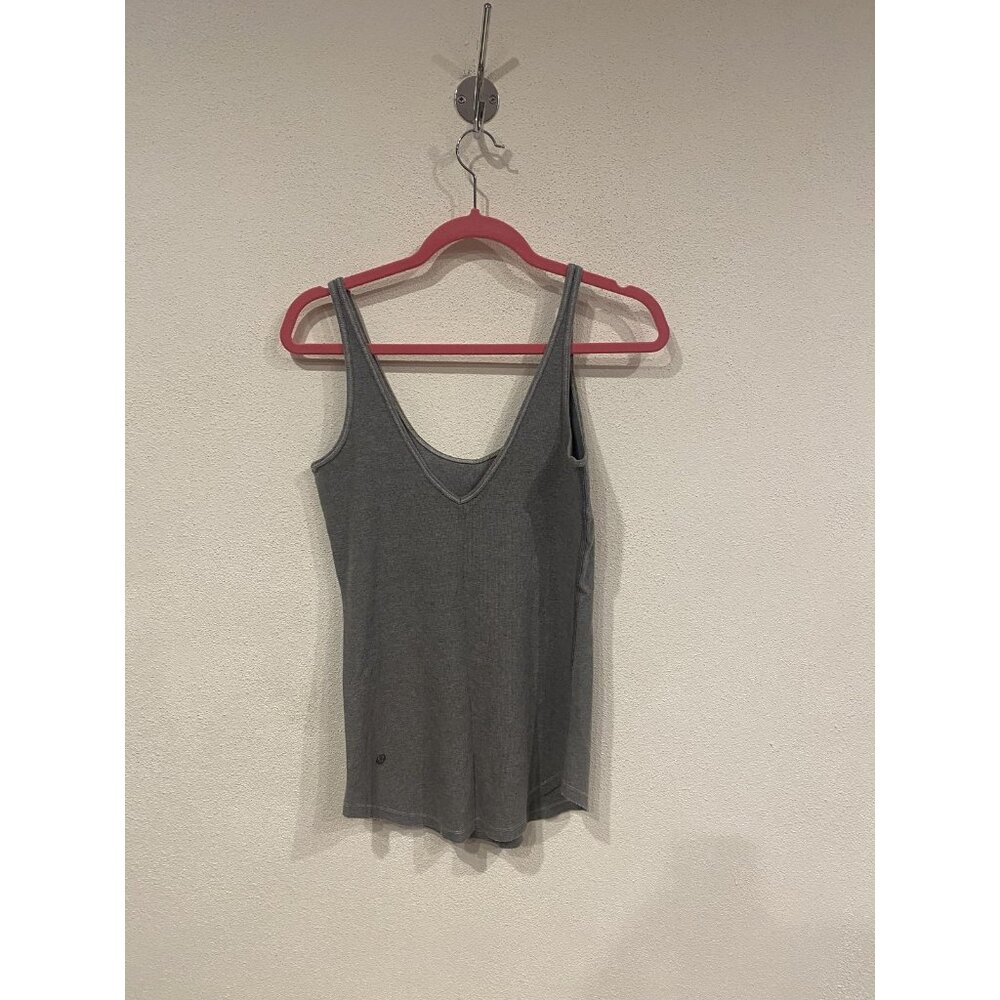 Lululemon Mudra Tank Top Womens 6 Gray Ribbed Modal Scoop Neck Lounge Camisole - Picture 4 of 4